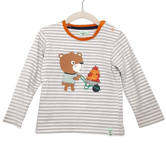 Lilly + Sid Pumpkin Patch Teddy Bear Long Sleeve Shirt Gray Stripe Baby 18-24mo - Picture 1 of 6